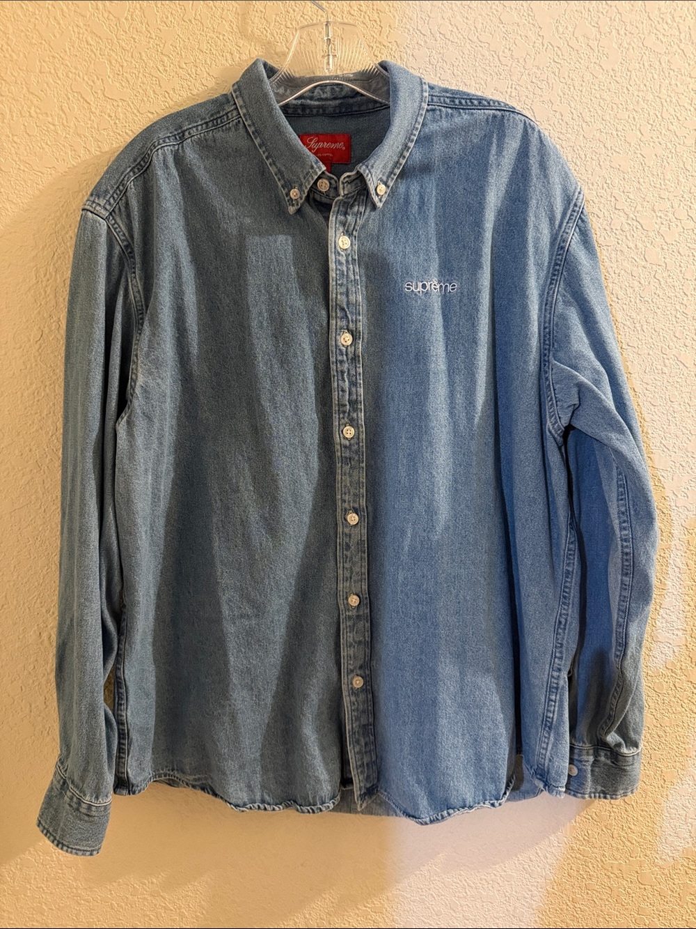 Supreme Light Blue Denim Button-Down Shirt Size Large